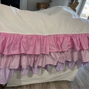 Pink and Lavender Ruffled Crib Skirt